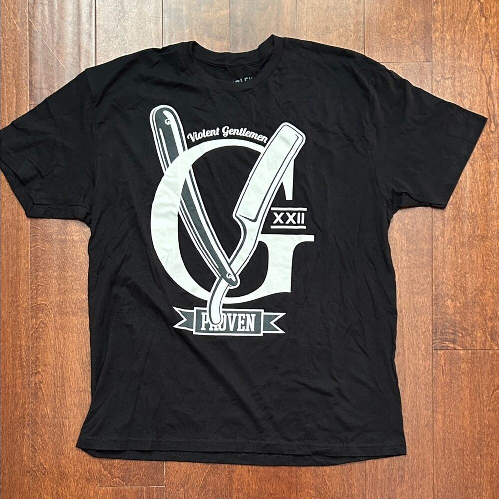 Violent Gentlemen Black Graphic Tee, Size XL, NWOT